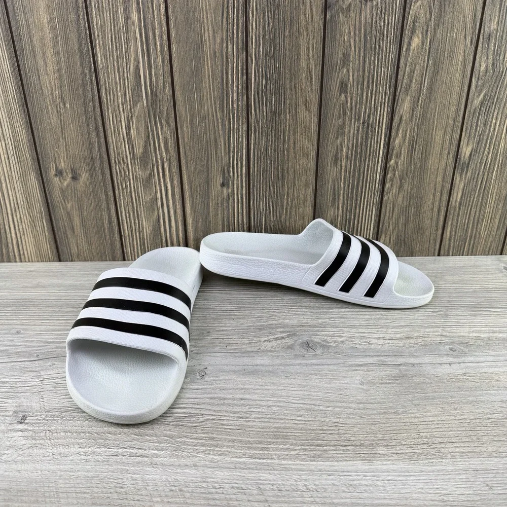 Adidas Unisex Adilette Shower Slides White & Black, Men 7, Women 8 Sandals